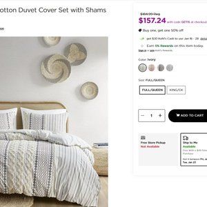INK+IVY  Imani DUVET COVER  Full/Queen & 2 Shams